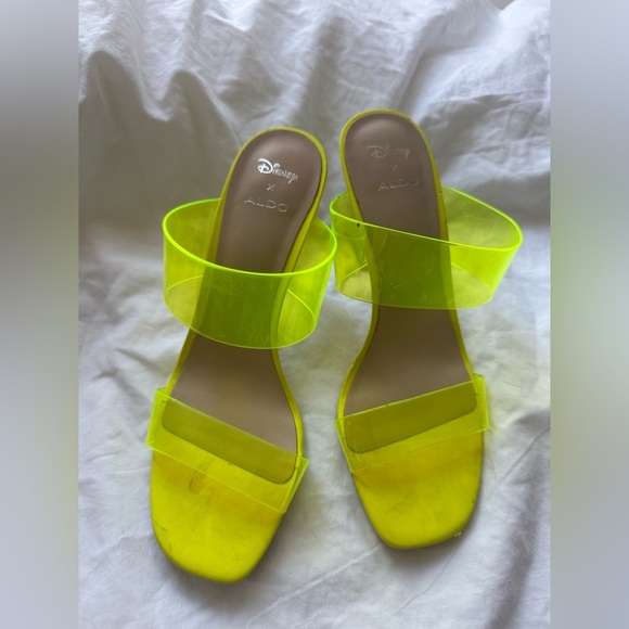 Disney x Aldo Yellow Cinderella Stepsister Jelly Open Toe Heels Size 7 - Picture 12 of 14